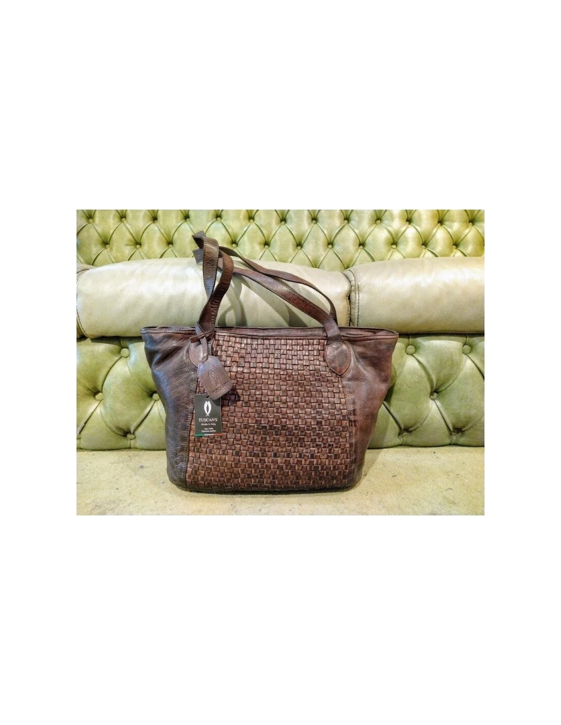 Borsa Shopper In Pelle Vintage, Intrecciata 4 Borsa Shopper In Pelle Vintage, Intrecciata - immagine 2