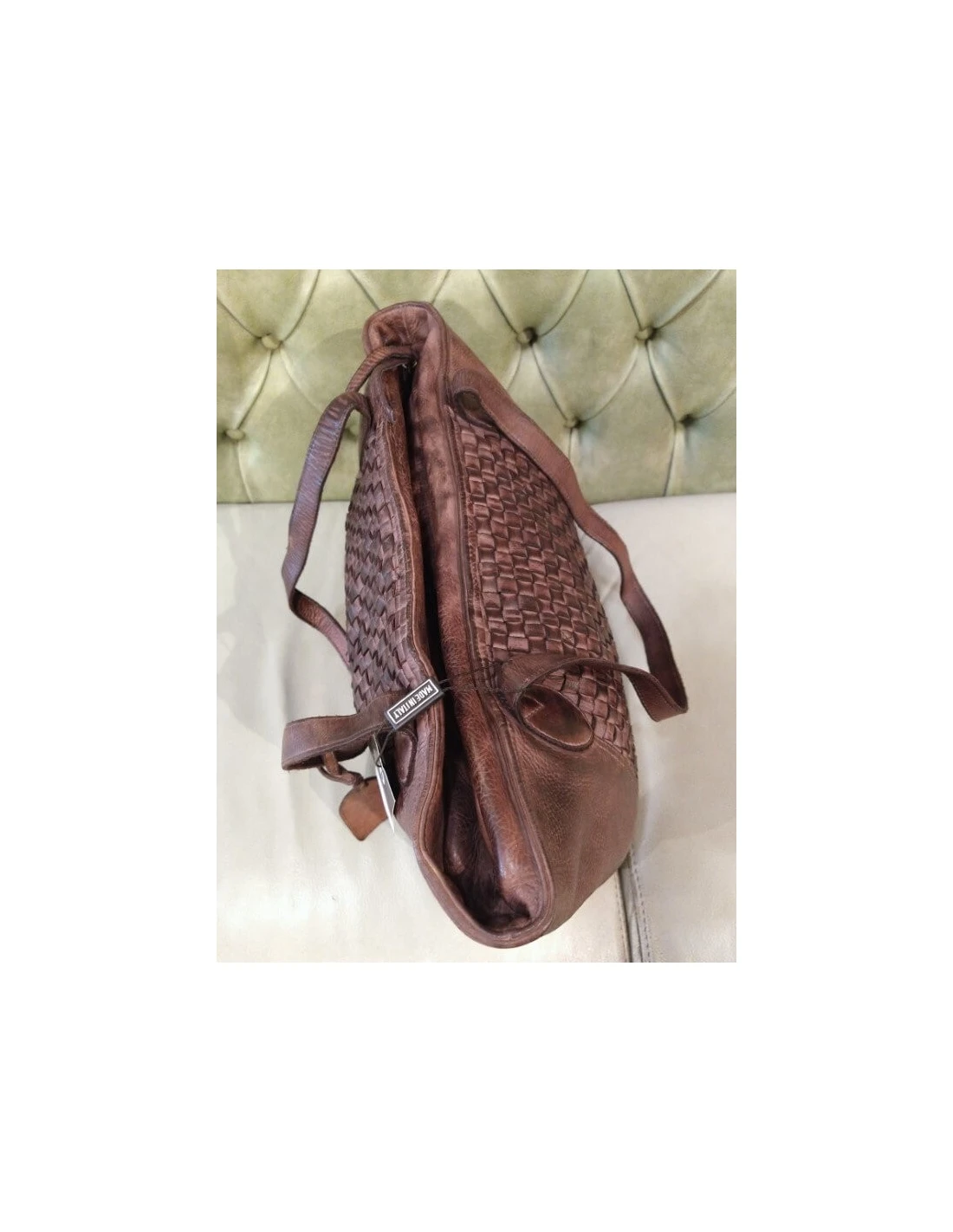 Borsa Shopper In Pelle Vintage, Intrecciata 8 Borsa Shopper In Pelle Vintage, Intrecciata - immagine 6