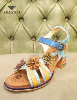 Laura Vita Sandali Aperti Dietro, In Pelle Colorata