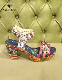 Laura Vita Sandali Con Fiori Applicati E Con Tacco Alto