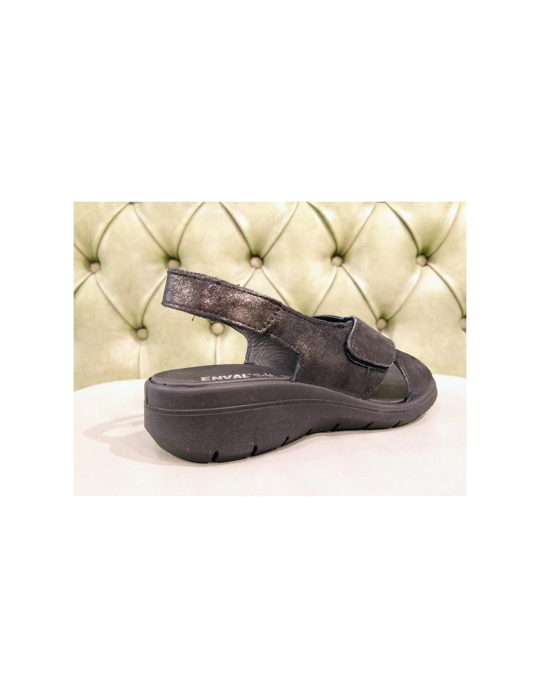 Sandali Neri Con Zeppa E Plateau, Enval Soft 6 Sandali Neri Con Zeppa E Plateau, Enval Soft - immagine 4