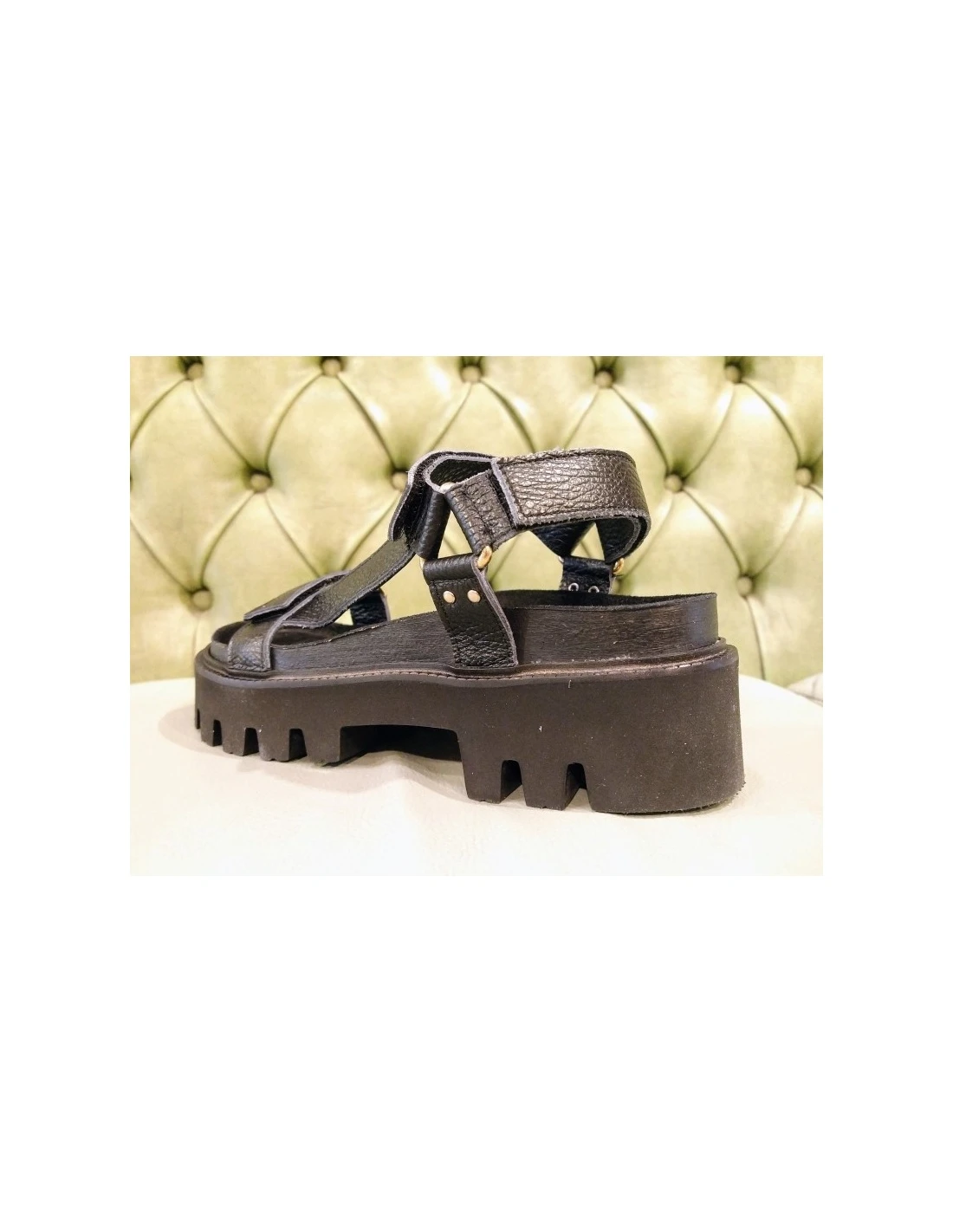 Sandali Platform Neri Con Velcro Strap 4 Sandali Platform Neri Con Velcro Strap - immagine 2