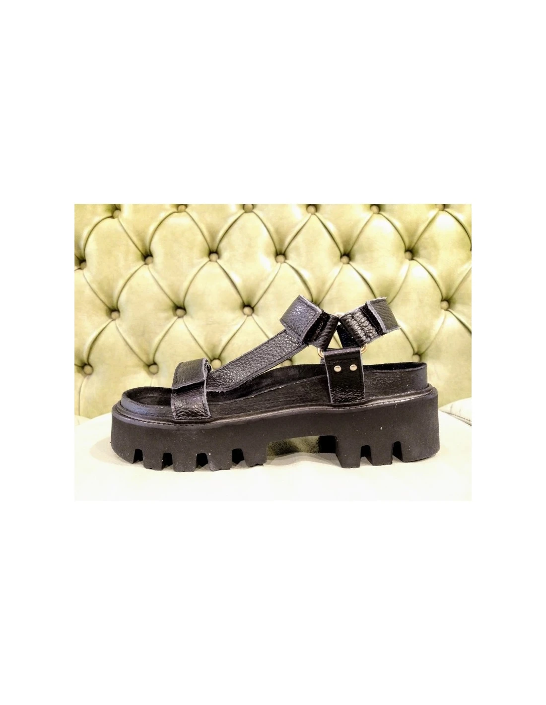 Sandali Platform Neri Con Velcro Strap 5 Sandali Platform Neri Con Velcro Strap - immagine 3