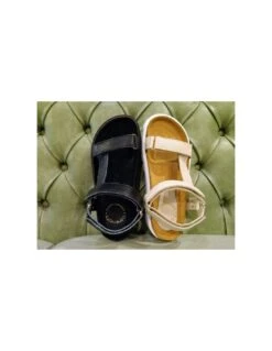 Sandali Platform Neri Con Velcro Strap