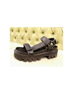 Sandali Platform Neri Con Velcro Strap 11 Sandali Platform Neri Con Velcro Strap -Stile pelletteria sandali platform neri con velcro strap 4