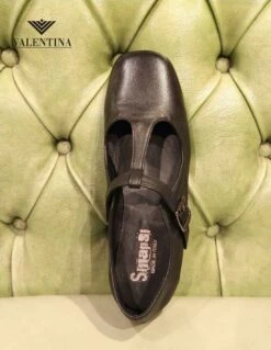 Scarpe Basse Con T-bar, Da Donna, In Pelle