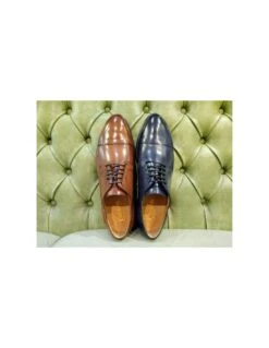 Scarpe Eleganti Brecos Da Uomo, Blu O Marroni -Stile pelletteria scarpe eleganti brecos da uomo blu 4