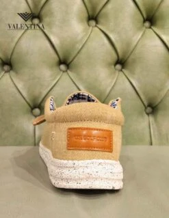 Sneakers Uomo In Tela Con Sottopiede In Pelle -Stile pelletteria sneakers uomo in tela con sottopiede in pelle 2