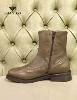 Stivaletti Bassi Da Donna In Pelle Nera O Verde -Stile pelletteria stivaletti bassi da donna in pelle nera o verde 3