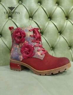 Laura Vita Stivaletti Rossi Da Donna, Con Fiori