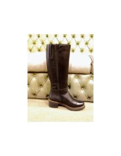 Stivali Alti Neri, Con Tacco Medio -Stile pelletteria stivali alti neri con tacco medio 3